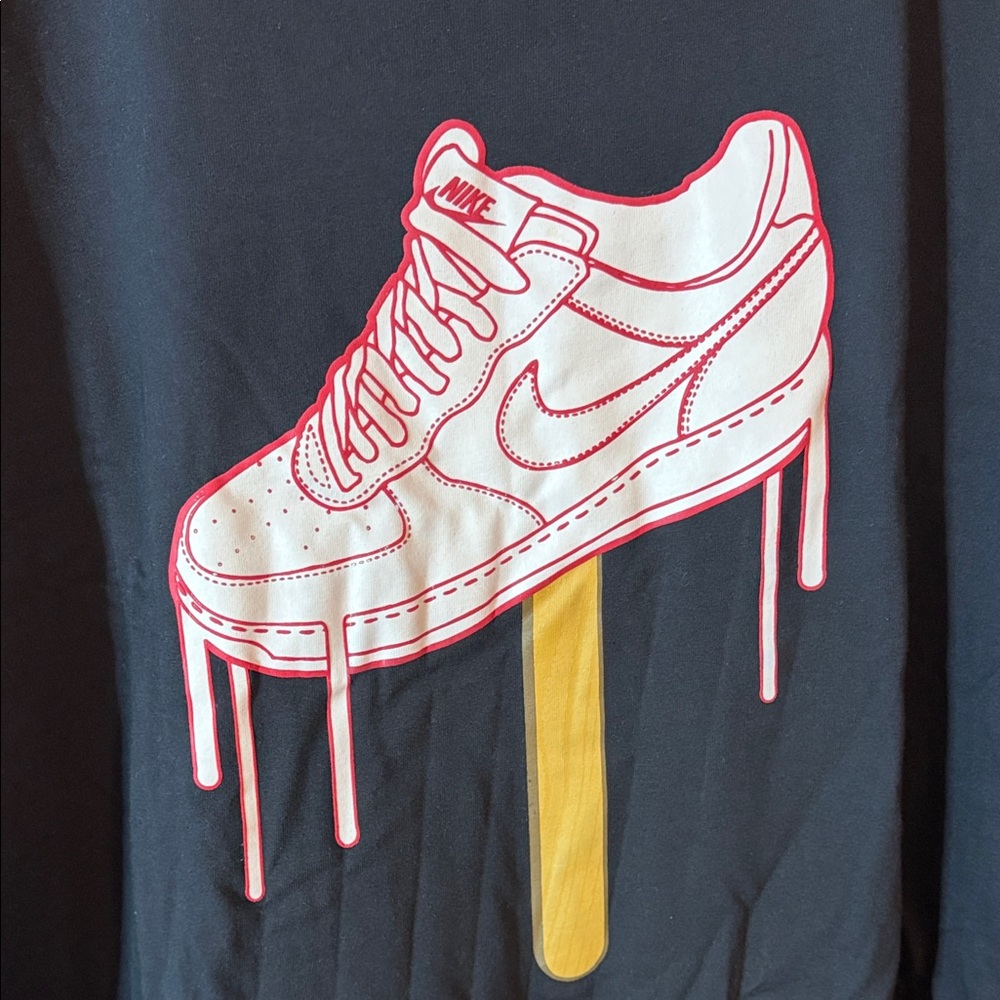 Nike Black Tee with Pink Dripping Sneaker Design - Picture 2 of 5